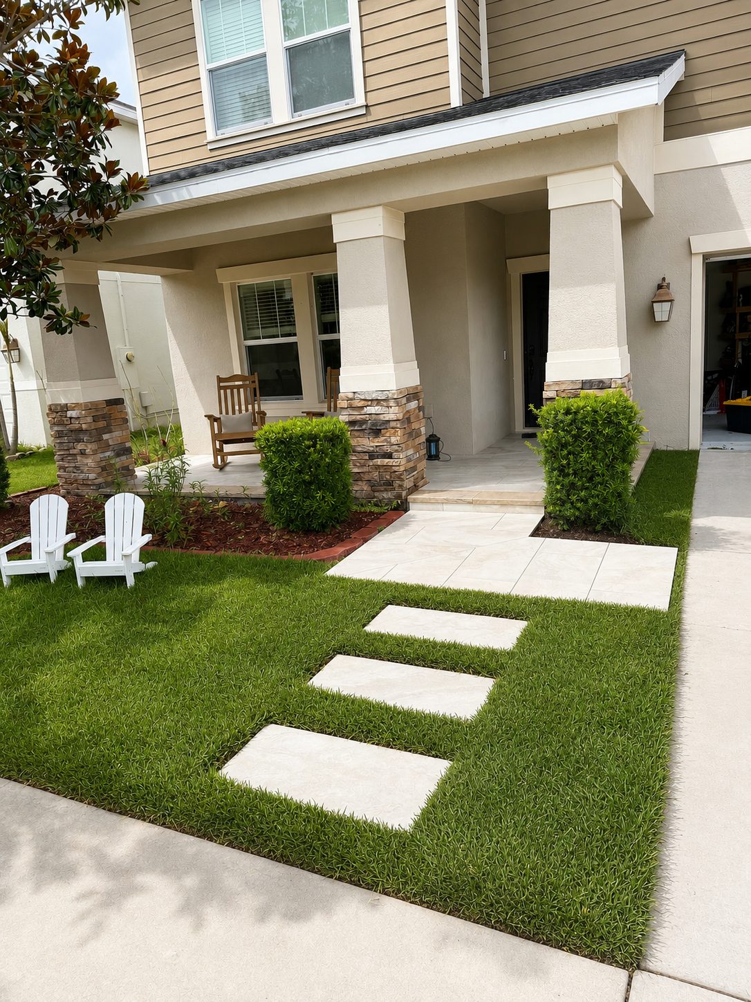 Porcelain paver entry walkway
