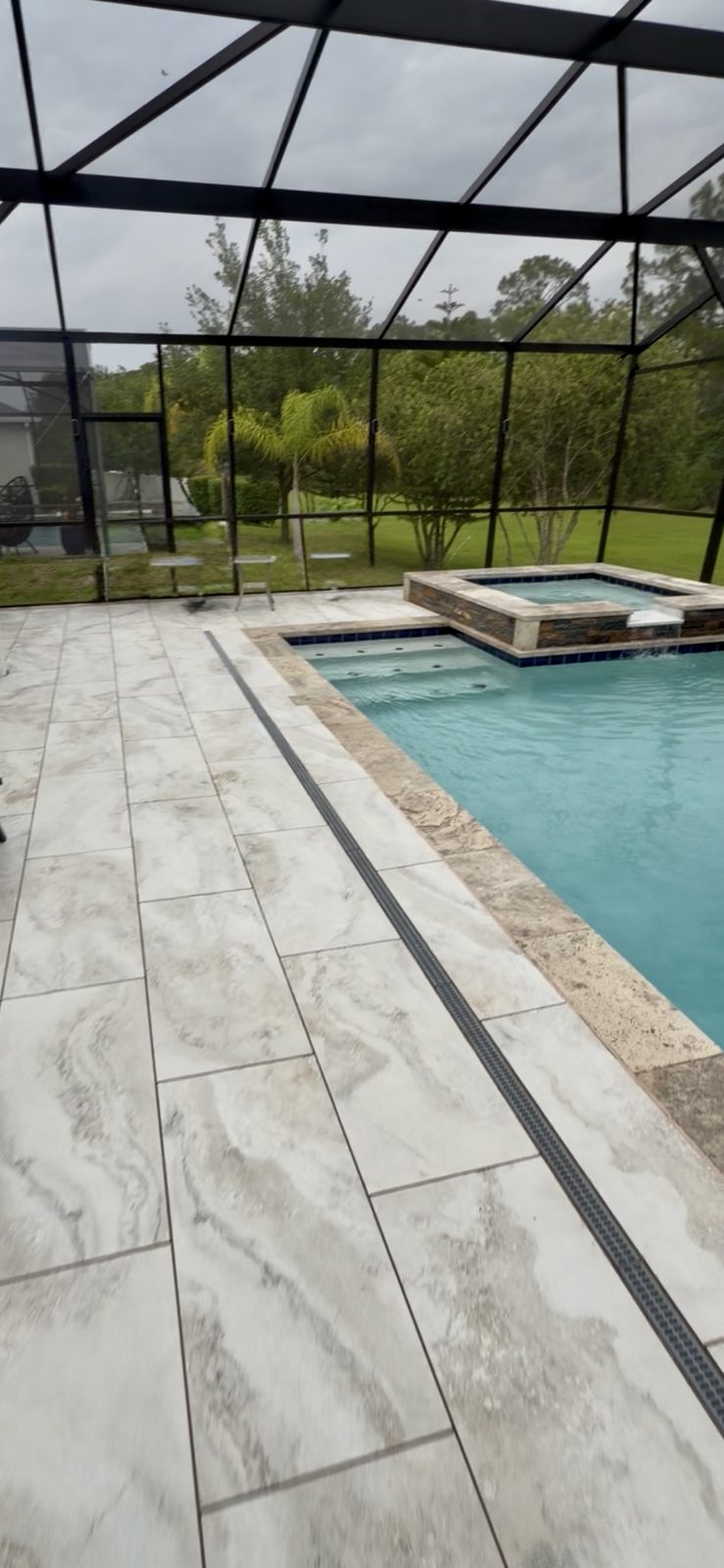 Porcelain paver pool deck